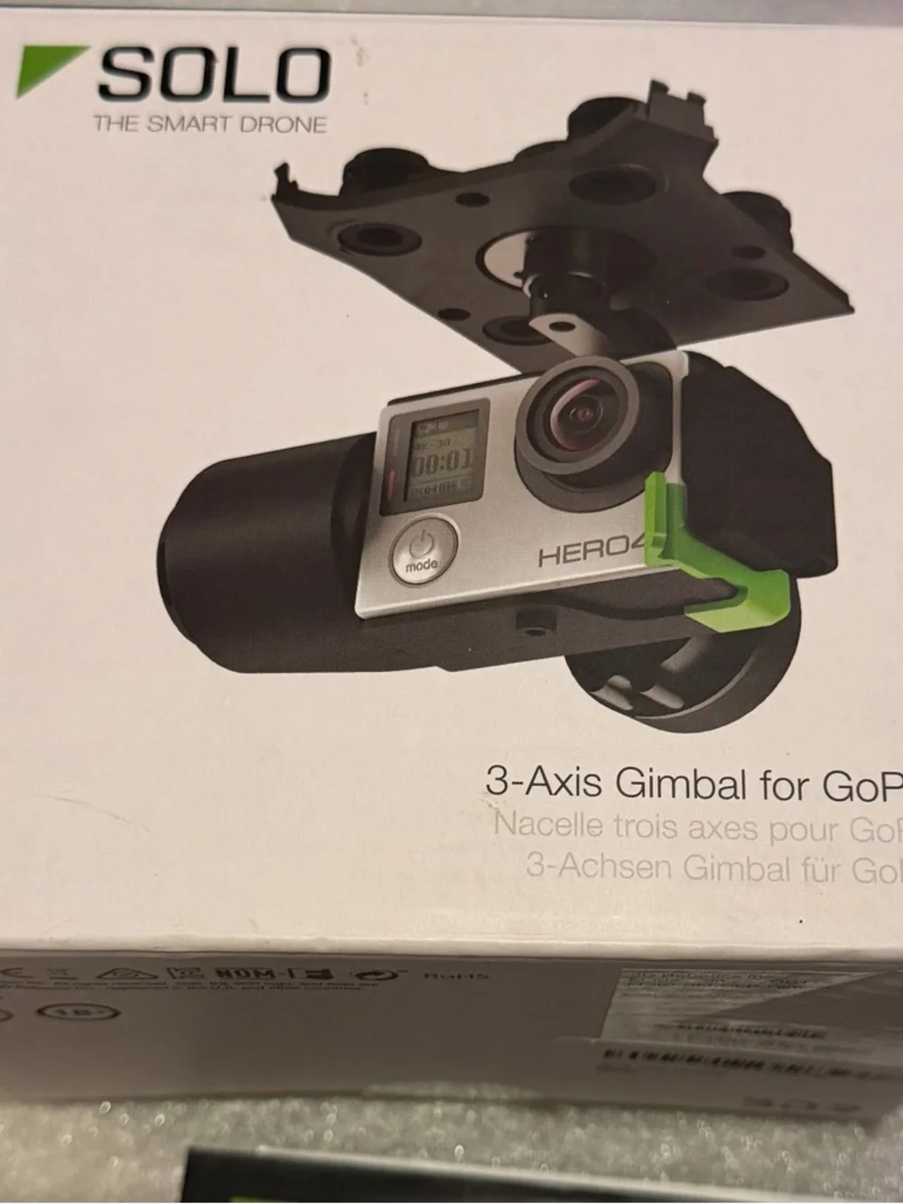solo The smart Drone Go Pro 3-Axis Gimbal Mount in Black with Green Accent